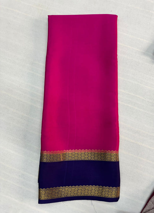 Pure Mysore silk Pink with Royal purple saree (120+GSM)