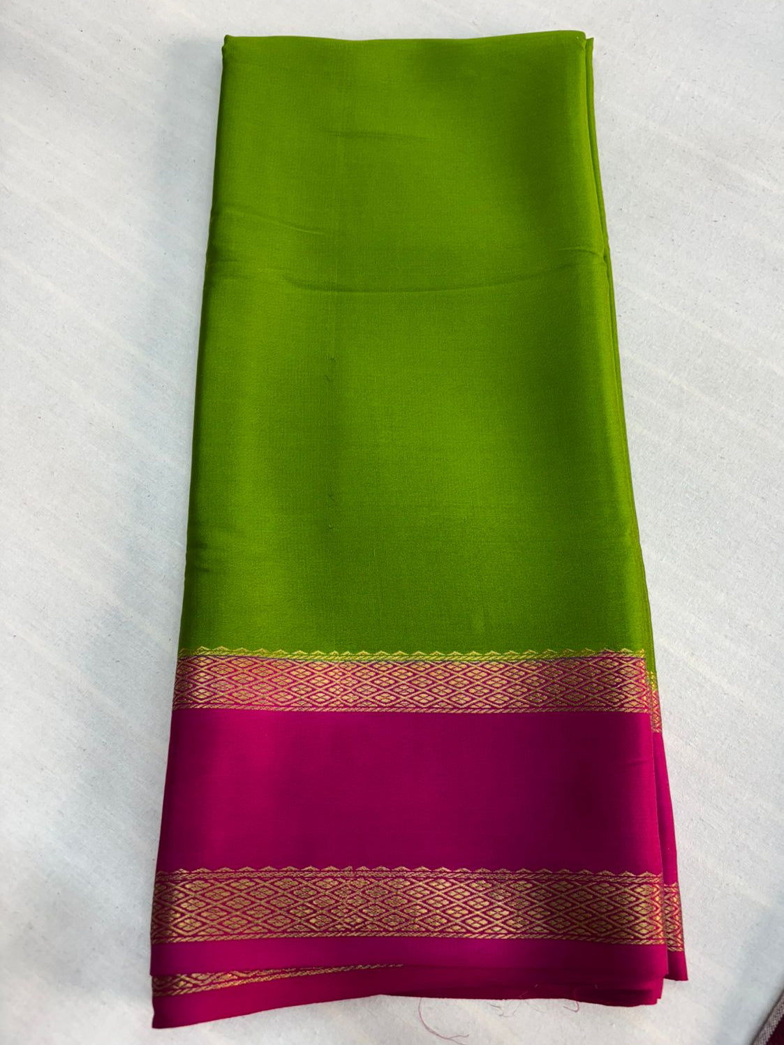 Pure Mysore silk  Green with Pink saree (120+GSM)
