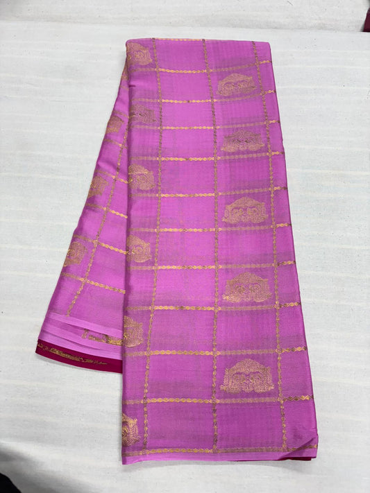 Ratha Vara Pure Mysore Silk Saree -Pink