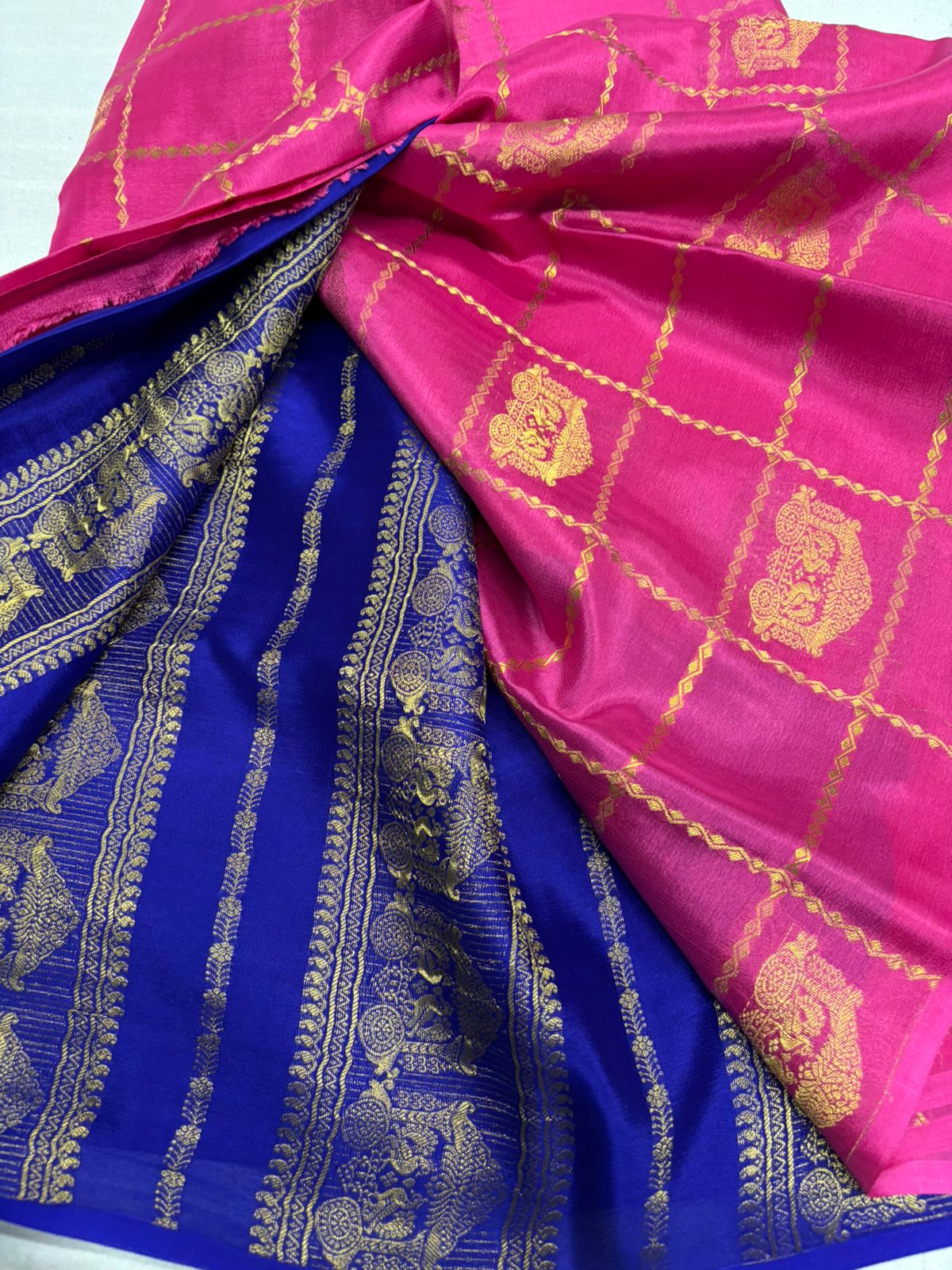 Ratha Vara Pure Mysore Silk Saree -Pink