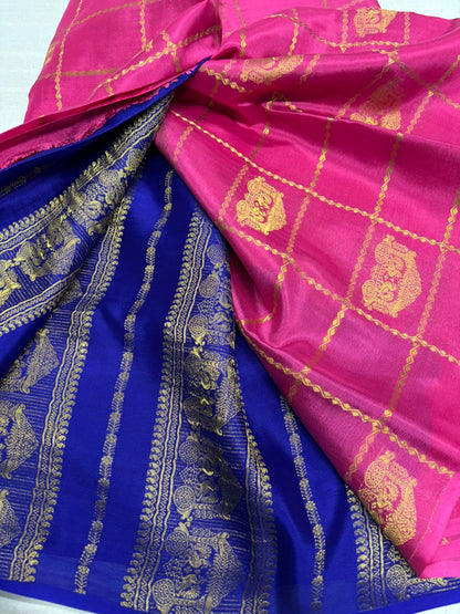 Ratha Vara Pure Mysore Silk Saree -Pink
