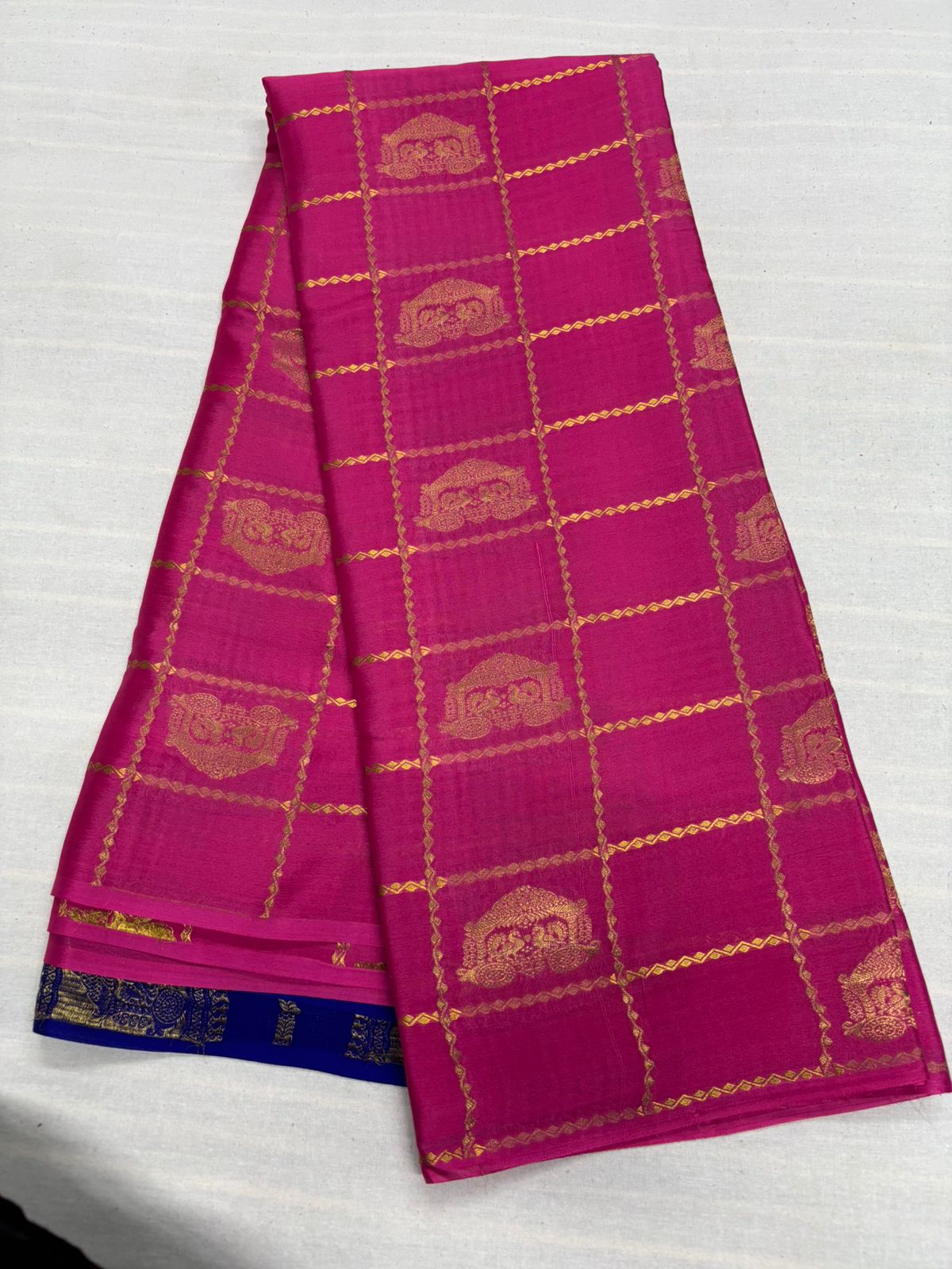 Ratha Vara Pure Mysore Silk Saree -Pink