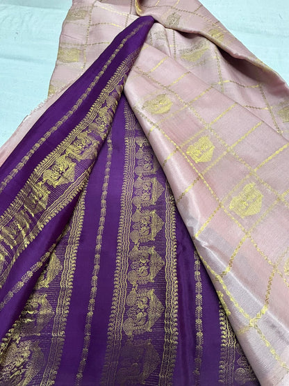 Ratha Vara Pure Mysore Silk Saree -Peach